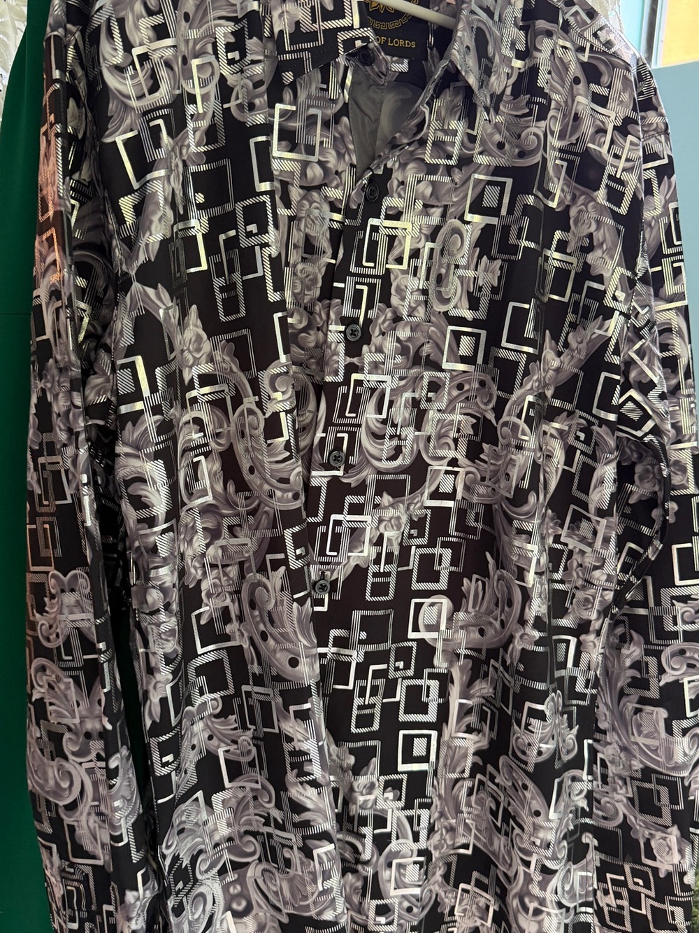 Black & Gray Patterned Men's Dress Shirt -